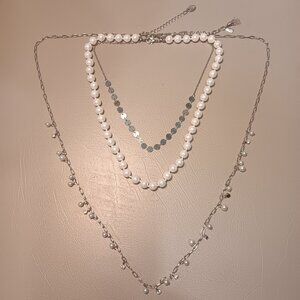 Simply Vera Wang double strand pearl dangles & Claire's faux pearl necklaces lot